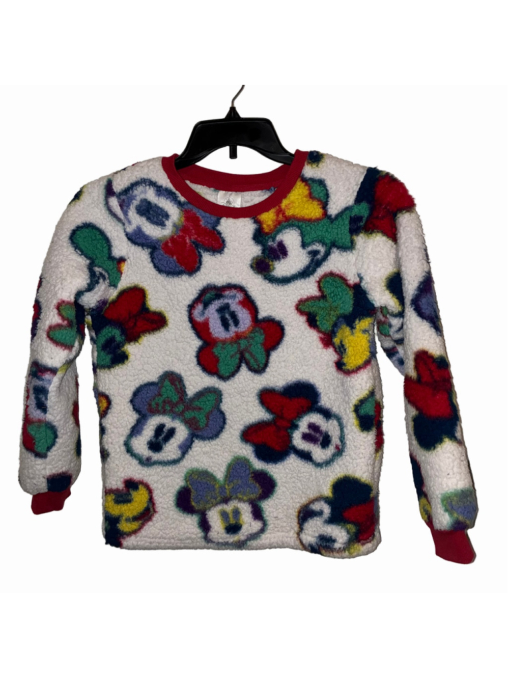 Girls Disney Minnie Mouse Sherpa Sweatshirt White Red Size L